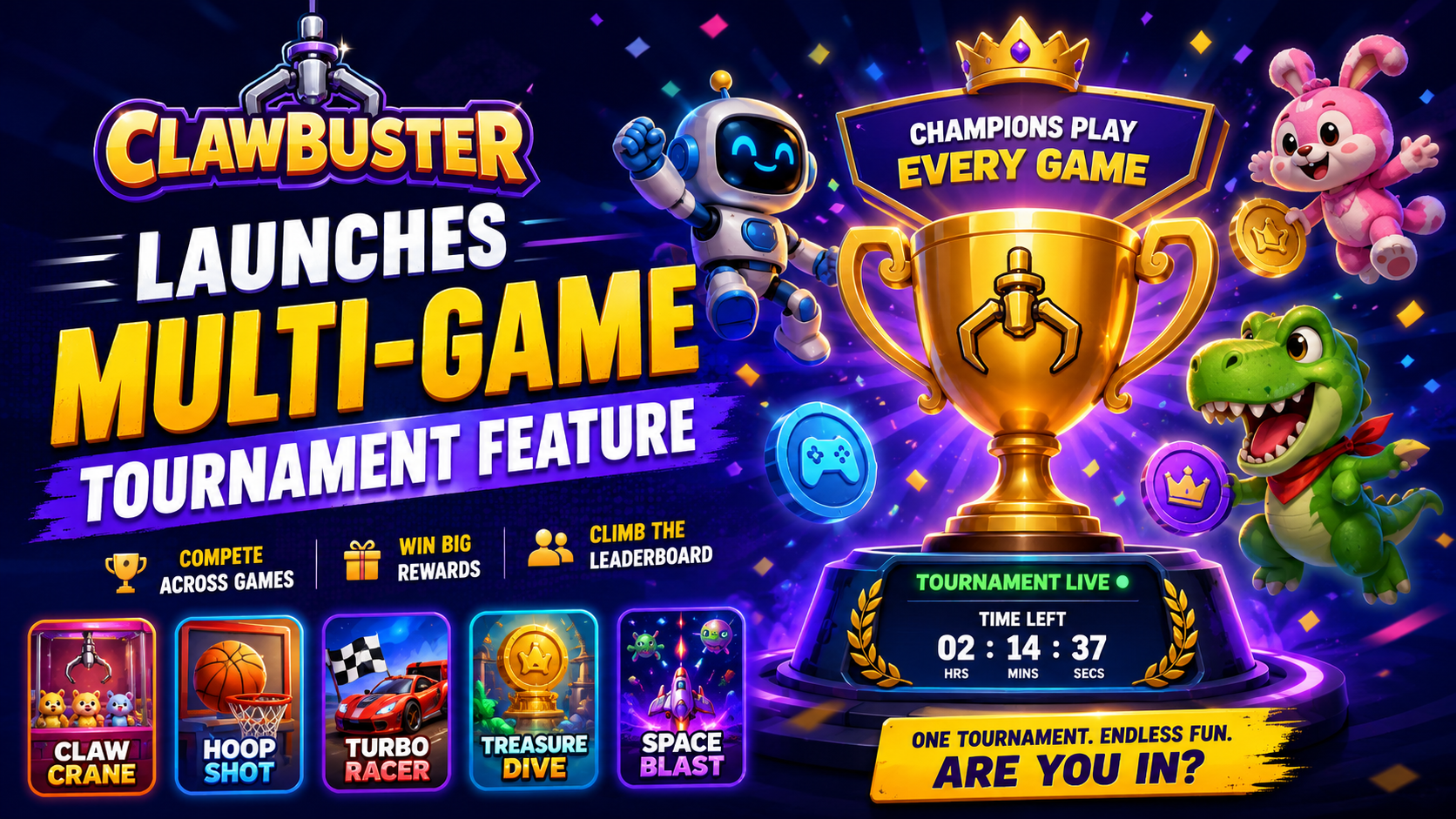 Clawbuster Launches Multi-Game Tournament Feature