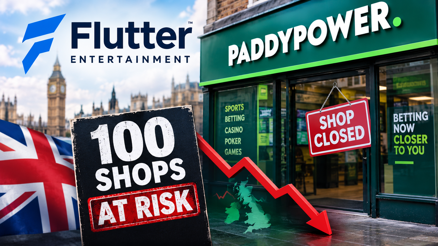 Flutter Entertainment Weighs Closing 100 Paddy Power Shops 